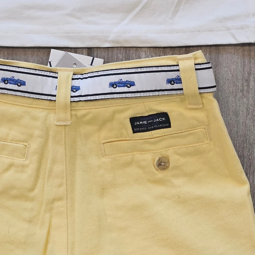 Janie and Jack Tee Shorts Lot of 4 Boys 6 NEW Blue White Yellow Dog Car Preppy